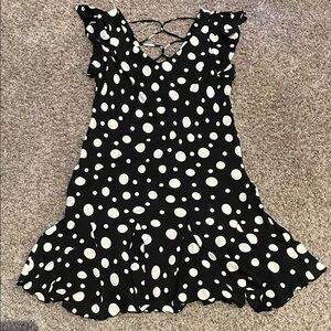 SL Fashions Black and White Polka Dot Women’s Dress